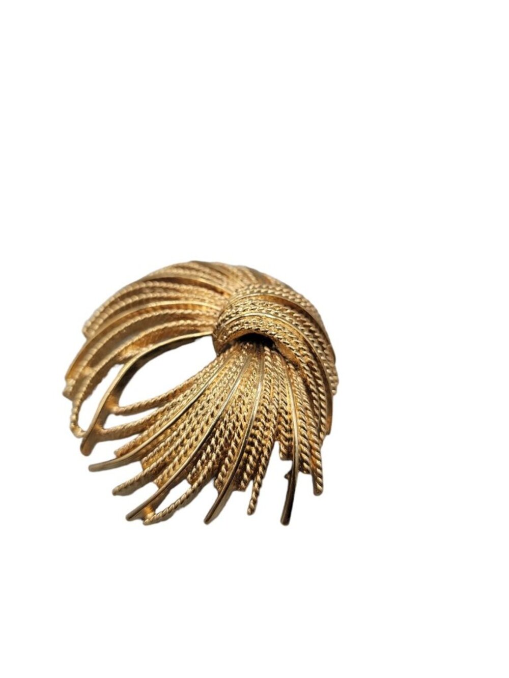 Monet Mirador Brooch Gold Tone Wheat Rope Spray Vintage - Picture 13 of 16